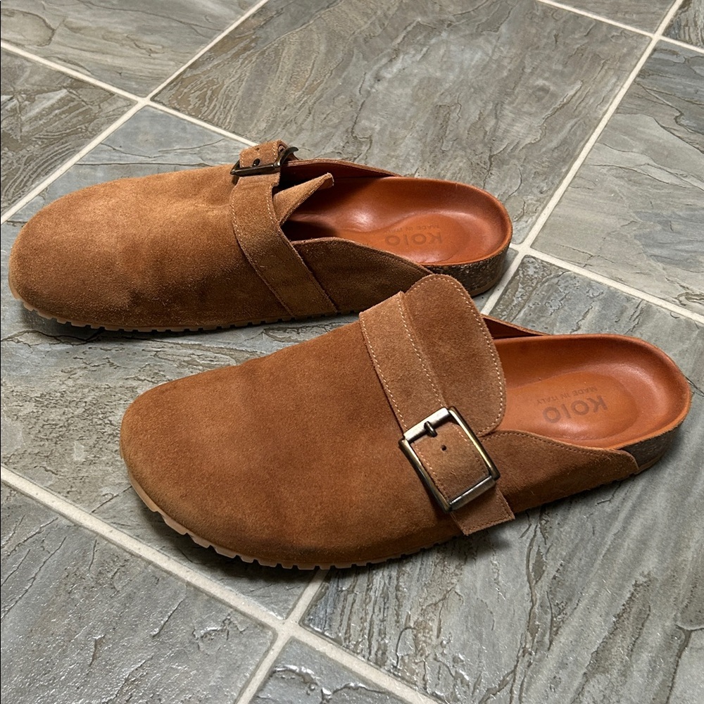 Koio Salerno suede clog Made in Italy sand tan brown EU 45 men US 12 birk style - Picture 4 of 9